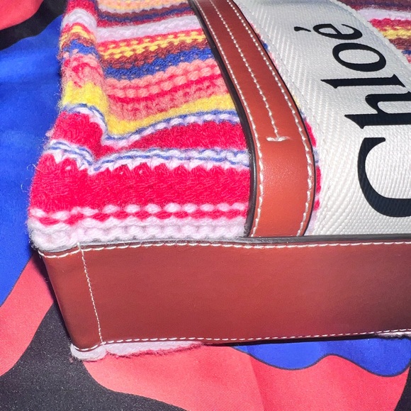 Rare Chloe Medium Woody Stripe Recycled Cashmere Blend Tote Brand New With Tag - Picture 4 of 8